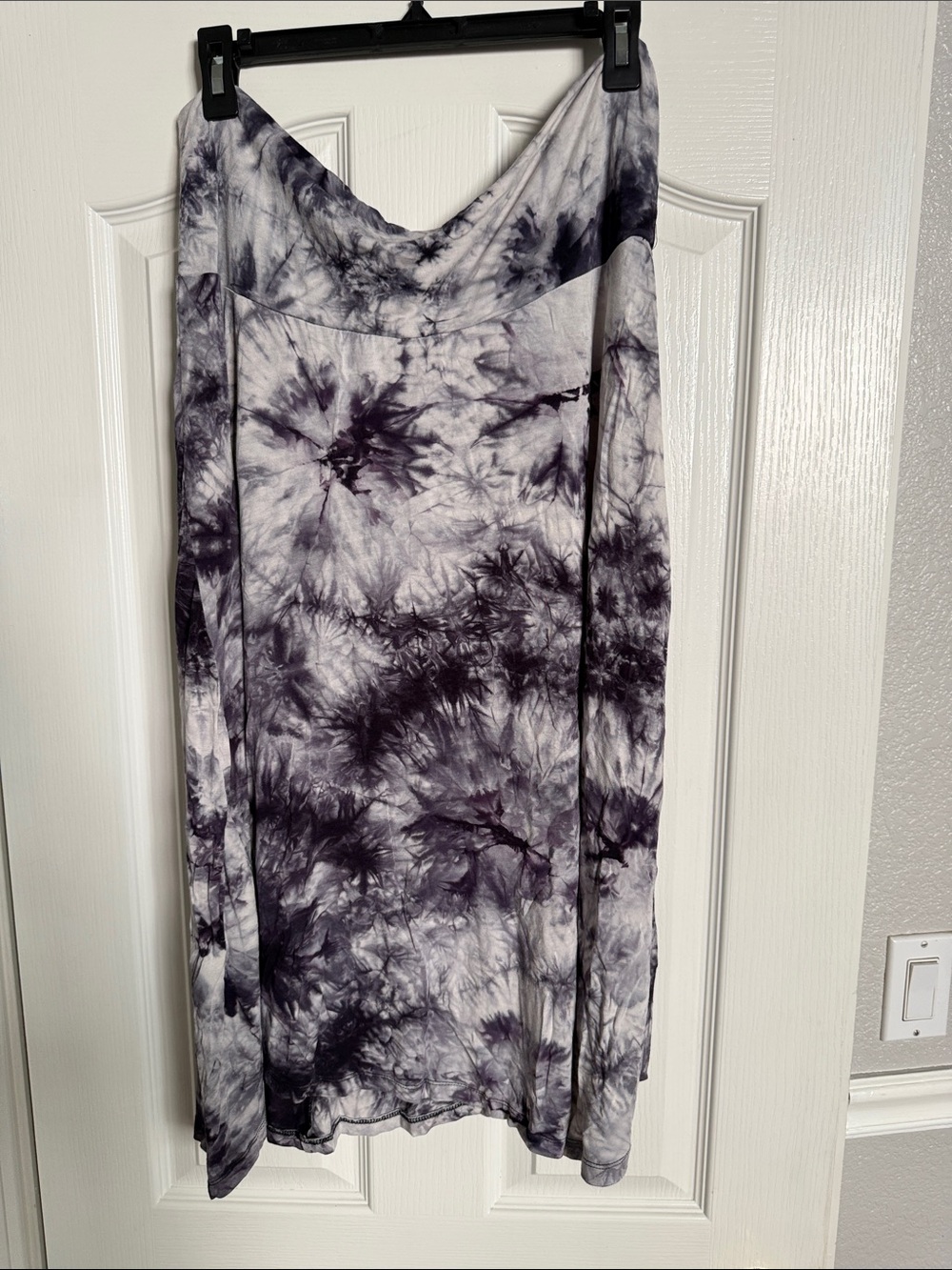 Tie-Dye Purple & White Midi Skirt